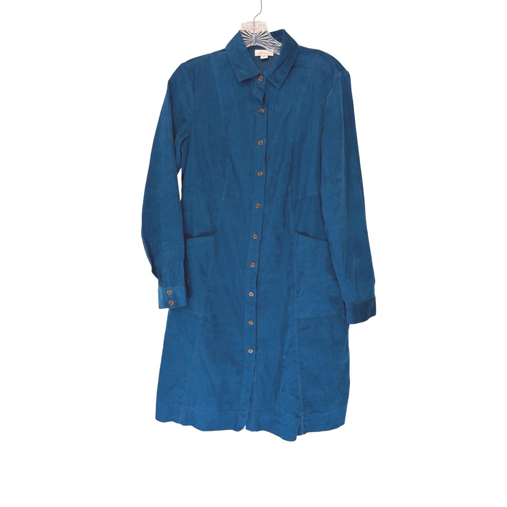 J. Jill Corduroy Dress Teal Long Sleeve Festival Heritage Cabin Prairie‎ XS
